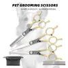 Set de tijeras profesionales para el aseo de mascotas, herramientas de limpieza y aseo para mascotas, tijeras negras y doradas para gatos y perros