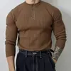 Camisa Polo Suéter Estilo Old Money Masculino Gola Henley Listrado Anti-listrado Malha Manga Longa Outono Inverno Fábrica Transfronteiriça Atacado