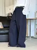 Pantalones de Trabajo de Estilo Coreano Sencillos de Louvre con Bolsillos Grandes a Ambos Lados y Cinturón, Pantalones Largos de Corte Holgado para Mujer