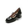 Sapatos Mary Jane Femininos de Salto Alto 63-3 Novo Estilo Primavera Cedo 2026 com Salto Bloco, Bico Baixo, Estilo Fada Francesa Versátil, Adequado para Combinar com Vestidos