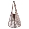 Bolso Cubo de Lona Casual Japonés Bolso de Mano con Lunares Simples Estilo Ins Bolso de Hombro con Bloques de Color de Celebridad de Internet para Mujer