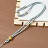 Cordón para Collar Tejido a Mano, Cordón Trenzado Puro Hecho a Mano para Colgar Collares, Cordón con Colgante de Flor de Durazno, Cordón para Amuleto de Buda con Jade y Cera de Abeja