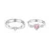 Anillos de Pareja Alas de Ángel Corazón Estilo Par de Mujeres Anillos de Pareja Unisex Diseño de Nicho 520 Anillos de Regalo