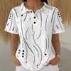 2026 Transfronterizo TEMU Nueva Blusa de Verano para Mujer Color Sólido Estampado Digital 3D Cuello de Botones Manga Corta