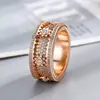 Anel de Engrenagem Giratório Totalmente Cravejado de Diamantes com Design de Céu Estrelado Giratório, Anéis de Casal para Homens e Mulheres, Joias da Moda Venda por Atacado