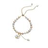 Pulsera de perlas naturales de agua dulce con forma especial para mujer, pulsera Mori con colgante de girasol de circonita fresca ins