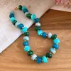 Colar geométrico artesanal exagerado europeu e americano moderno versátil com contas, colar multicolorido de estilo casual de nicho único