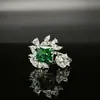 Anillo de Diamante de Alto Carbono con Corte de Flor de Hielo, Moda de Lujo Ligero Europeo y Americano, para Viajar al Trabajo, Anillo Elegante Completo de Diamante y Diamante para Mujer S925