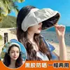 Sombrero de Protección Solar para Mujer, Sombrero Solar Anti-UV, Sombrero de Pescador de Vinilo Plegable para Cubrir la Cara, Sombrero Solar de Ala Ancha para la Playa