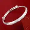 Pulsera Auténtica de Plata Pura 9999 Estilo Chino Flor de Loto para Mujer, Versátil Empuje-Tire Lisa Plata de Ley Maciza Pulsera Antigua Venta al por Mayor