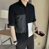 2024 Nueva Camisa de Alto Nivel para Hombre de Manga Corta de Verano Duffy Hermosa Marca de Moda Ropa Casual de Media Manga con Contraste