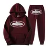 Sudadera con Capucha y Pantalón Casual con Estampado Clint419 Patrón Prisión del Diablo Europeo y Americano Conjunto de Dos Piezas para Hombre y Mujer
