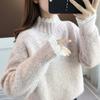 2025 Nuevo Suéter de Chenilla Otoño e Invierno para Mujer, Ropa Exterior Holgada, Camisa Base, Explosiones, Cuello Alto, Tejido Grueso para Mujer