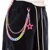 Nueva Cadena de Cintura de Amazon, Versátil Cadena para Pantalones de Doble Capa con Colgante de Estrella de Cinco Puntas de Colores Dulces, Cadena de Pantalones de Acrílico Colorida