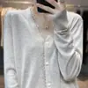 Elegante e Gracioso Cardigan de Tricô Fino em Lã Fina com Renda e Decote V, Jaqueta Versátil Doce de Caimento Solto Estilo Coreano para Mulheres na Moda
