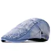 Boina de Mezclilla Rasgada de Moda Casual Moda Coreana Gorra Lavada Vieja Primavera y Verano Gorra Delantera para Hombres y Mujeres