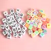 Caja de set de cuentas acrílicas de 15 mm con letras inglesas, hechas a mano, para DIY, accesorios de cuentas para niños, cuentas sueltas, cuentas cuadradas