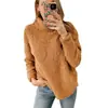 Otoño/Invierno 2025 Moda Femenina Europea y Americana de Amazon Transfronterizo Nuevo Sudadera de Color Sólido de Cuello Alto Peluda Top de Felpa para Mujer