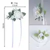 Conjunto de Ramillete de Boda y Flor de Muñeca Estilo Coreano, Ramillete Artificial de Rosa para Padrinos y Damas de Honor, Broche y Flor de Muñeca para Decoración de Prom