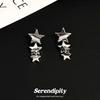 Pendientes estilo frío de cascada de estrellas, aguja de plata S925, pendientes populares, temperamento femenino, celebridad de internet, pendientes adelgazantes para cara redonda, femenino