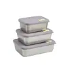 Juego de Contenedores de Almacenamiento de Alimentos de Acero Inoxidable 304, Caja de Almacenamiento para Refrigerador con Tapa, Apilable, Caja Sellada con Compartimentos Transfronteriza, Caja para Preparación de Comidas
