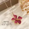 Collar de Flor de Cinco Hojas con Goteo de Aceite Versión Coreana Transfronteriza Estilo Bosque Fresco Pequeño Estilo Vacaciones Camelia Colgante de Aleación para Mujer