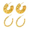 Estilo europeu e americano irregular anel liso em forma de C brincos temperamento retro design material de cobre banhado a ouro 18k real orelha jóias em estoque