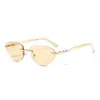 Gafas de Sol Nuevas de Estilo Ojo de Gato para Mujer de Celebridades de Internet, Sin Marco con Bordes Metálicos y Perlas, Gafas de Sol Estilo Europeo y Americano, Gafas Duqiao