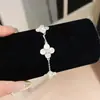 Flash Fantasma Maré Flutuante! Pulseira de Pérolas com Zircônia Quadrada em Camada Dupla Estilo Francês de Luxo Leve Pulseira de Joias para Mãos de Alto Padrão para Mulheres