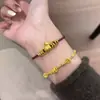 Nuevo Pulsera Dorada de Caballo Estilo Chino con Hilo Rojo para Mujer, Pulsera Tejida de Alta Gama, Accesorio del Zodiaco para el Año del Caballo