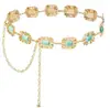 Joyería de moda transfronteriza europea y americana: Cadena de cintura de hoja metálica para mujer, accesorio de cintura decorativo simple, cinturón delgado de cadena de hojas