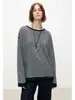 Tricô Feminino Gola Redonda Manga Longa Listrado 100% Algodão com Fendas Laterais para um Visual Relaxado Outono 2026 9716 Siyuan