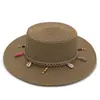 Sombrero de Paja Plano con Perlas Francesas Sombrero de Viaje para la Playa Sombrero con Protección Solar Sombrero de Paja Estilo Étnico Sombrero con Borlas DIY Desnudo
