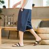 Pantalones Capri de Lino para Hombre Verano Finos Holgados Estilo Chino Pantalones Cortos Pantalones de Playa para Hombre Algodón Lino Harlan Pantalones Casuales