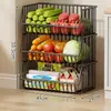 Estante de Almacenamiento para Cocina, de Pie, Móvil, Estante de Almacenamiento de Frutas y Verduras de Múltiples Niveles, Cesta de Verduras Multifuncional de Gran Capacidad para el Hogar