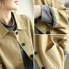 Chaqueta Corta de Algodón de Color Sólido 2026 Otoño Nuevo Estilo Adelgazante de Manga Larga Artística de un Solo Botón para Mujer