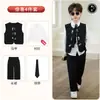 Novo Terno Estilo Chinês para Meninos com Bordado de Panda, Roupa Tradicional Chinesa para Crianças, Conjunto de Colete para Apresentação