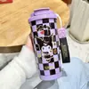 Termo de Paja Kuromi Sanrio para Niños, Taza de Agua Portátil con Popote para Niñas, Estudiantes de Primaria para Ir a la Escuela