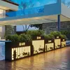 Caja de Flores de Hierro para Exteriores Solar Combinación Luminosa de Acero Inoxidable Ranura Cuadrada para Flores para Exteriores Valla Balancín Divisor Estante para Flores