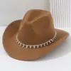 Sombrero de Vaquero con Borla de Pedrería Negra Transfronterizo Estilo Europeo y Americano Sombrero de Lana de Chica Caliente Occidental Temu Aliexpress Sombrero Más Vendido