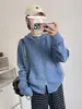 Primavera não é tarde demais [Azul Névoa da Califórnia] Moletom com capuz e zíper duplo de outono, blusa casual para mulheres, cardigã de fleece macio escovado
