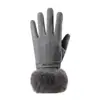 Luvas de Veludo Alemão para Meninas Outono e Inverno, Luvas para Ciclismo ao Ar Livre, Forradas com Lã, Espessadas, Quentes, à Prova de Frio, à Prova de Vento, Luvas com Pontas dos Dedos