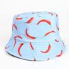Novo Chapéu de Pescador Europeu e Americano com Estampa de Vegetais Moda Desenho Animado Chapéu de Balde Usável dos Dois Lados para Homens e Mulheres Chapéu de Sol para Exterior