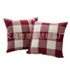 Funda de cojín de lino a cuadros grandes rojos y blancos Funda de cojín a cuadros estilo americano retro Decoración de sofá estilo granja navideña