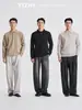 También, Camisa de Punto con Cuello Polo de Lyocell para Hombre Otoño Color Sólido Holgada para el Trabajo Sencilla Suéter Top de Manga Larga