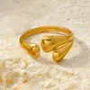 Anel aberto em aço inoxidável ajustável estilo Ins europeu e americano transfronteiriço, banhado a ouro 18k, joia de anel circular com linhas cruzadas
