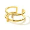 Anillo cruzado de doble aro temperamento red popular personalidad incrustado circonita doble capa cruz anillo abierto suministro comercio exterior