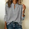 Novas blusas e camisas femininas de bolinhas de manga comprida da Amazon AliExpress transfronteiriças europeias e americanas