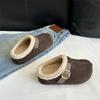 Novos Sapatos Birkenstock Casuais Retrô de Inverno para Mulheres, Solado Grosso, Bico Redondo, Forrados com Lã, Pantufas Quentes Slip-On Preguiçosas