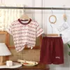 Conjunto de verano de seda helada de secado rápido, conjunto de dos piezas de pantalones de manga corta transpirables de malla, ropa deportiva casual para bebé, Ropa para niños